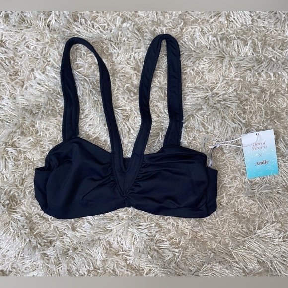 NWT Andie x Demi Moore Limited Edition Swim The Monaco Bikini Top Black Size S - Picture 5 of 10